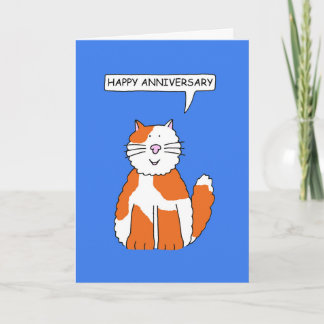 Grattis på årsdagen Ginger och Vit Katt Kort