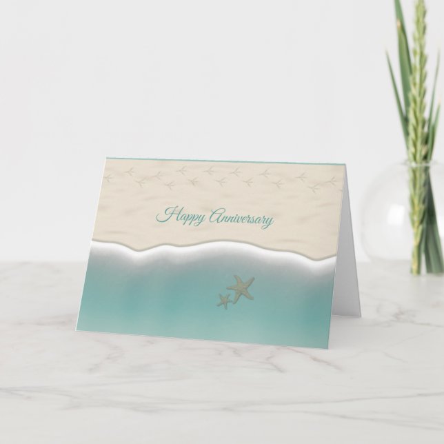 Grattis på årsdagen Sandstrand Duva Spår Kort (Framsida)