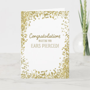 Grattis på att få öron trängde igenom guld- Conf Kort