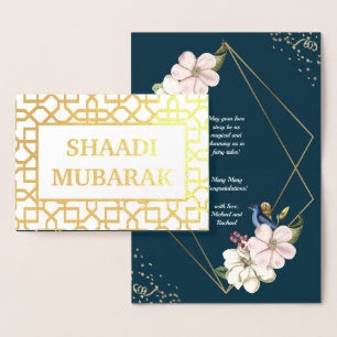 Grattis på bröllop Shaadi Mubarak Guld Folierat Kort