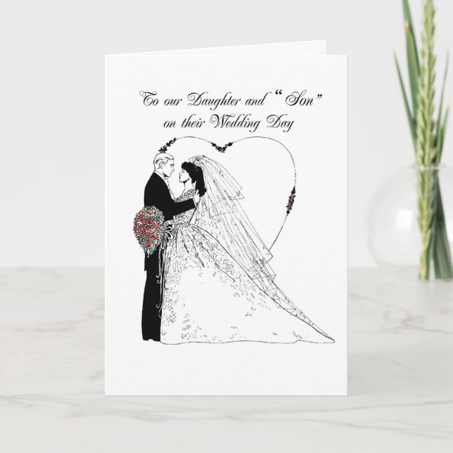 Grattis på bröllopet dotter och "son" kort (Framsida)