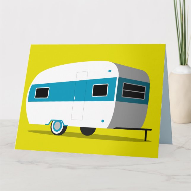 GRATTIS PÅ BRÖLLOPET RETRO CAMPINGKORT KORT (Framsida)