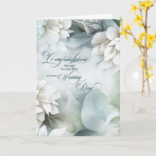 Grattis på bröllopet till son och nya fru kort (Gul blomma)