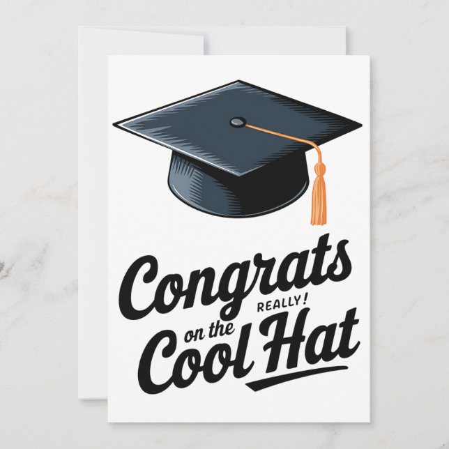 Grattis På Den Riktigt Coola Hatten Roligt Examen Inbjudningar (Framsida)