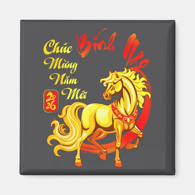 Grattis på det nya året Binh Ngo vietnamesiska lun Magnet (Framsidan)