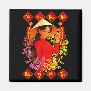 Grattis på det nya året Tet Binh Ngo 2026 vietname Magnet
