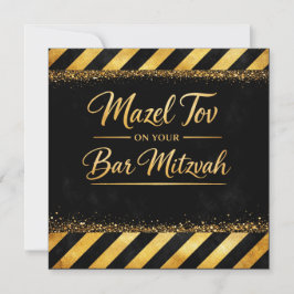 Grattis på din Bar Mitzvah-kort, guld svart lyx