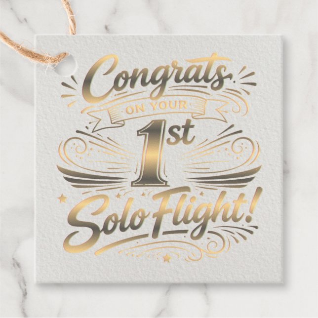 Grattis på din första soloflygning! gåvor etiketter (Framsida)