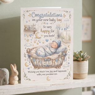 Grattis på din nya babypojke kort