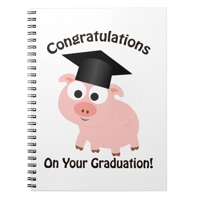 Grattis på din studenten! Gris Anteckningsbok (Framsidan)