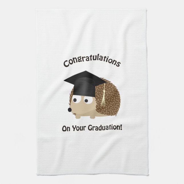 Grattis på din Studenten Hedgehog Kökshandduk (Vertikal)