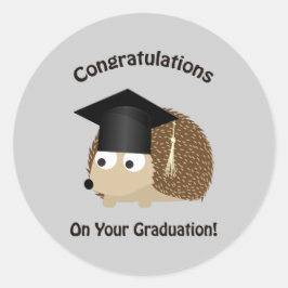Grattis på din Studenten Hedgehog Runt Klistermärke