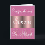 Grattis på ditt bat mitzvah kort<br><div class="desc">Grattis på ditt bat mitzvah Mazel Tov rosa hälsningkort vid DatesduJour.</div>