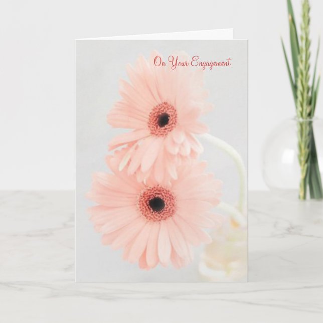 Grattis på ditt förlovning. Rosa gerbera Kort (Framsida)