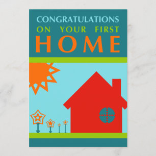grattis på ditt första hem- (crayolaShapes) Inbjudningar