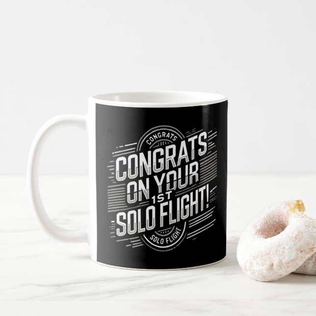 Grattis på ditt första soloflyg kaffemugg (Med munk)