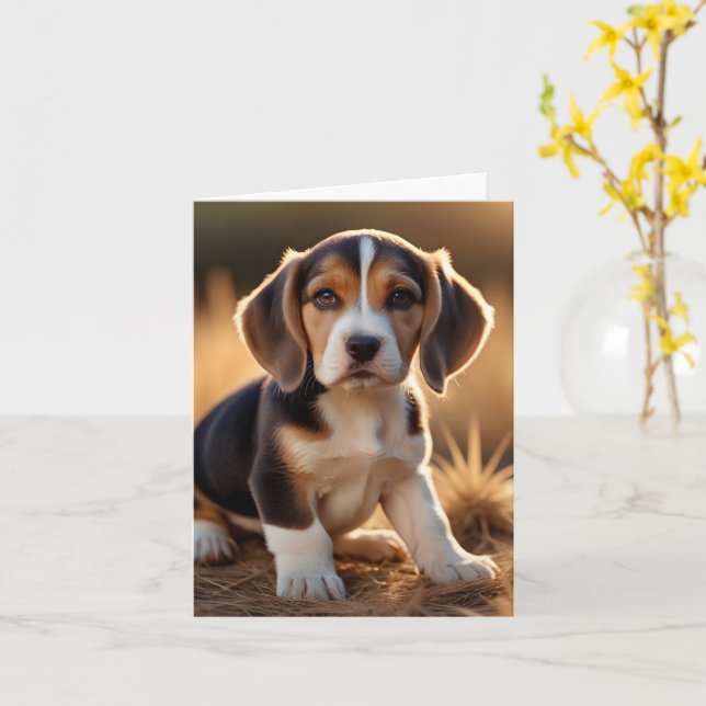Grattis på ditt nya beaglekort kort (Gul blomma)