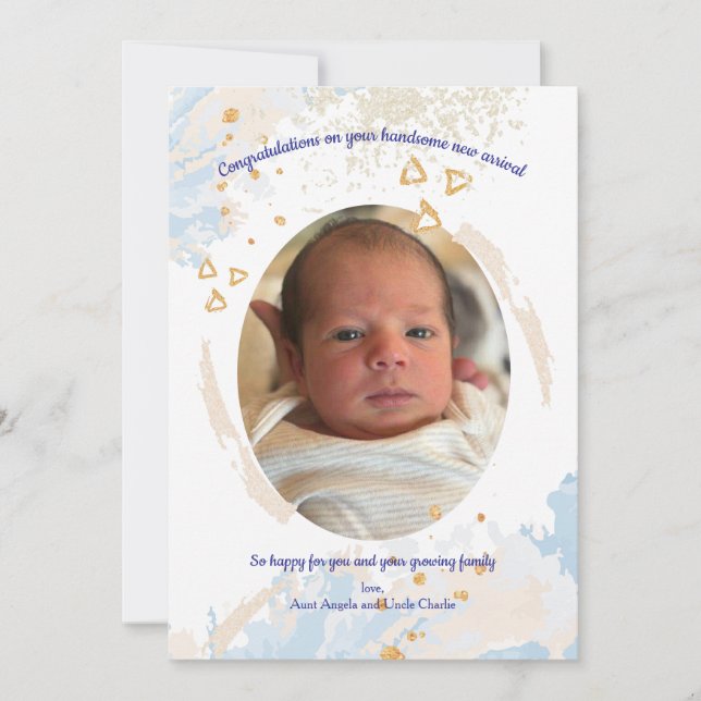 Grattis på er babypojke inbjudningar (Framsida)
