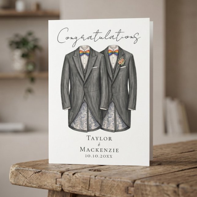 Grattis på er bröllopsdag till två brudgummar kort (Two Grooms Congratulations on Your Wedding Day Card
by Ricaso - same sex wedding card for newly weds)