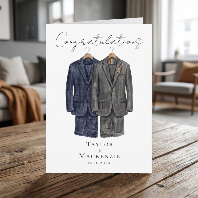 Grattis på er bröllopsdag till två brudgummar kort (Two Grooms Congratulations on Your Wedding Day Card
by Ricaso - same sex wedding card for newly weds)