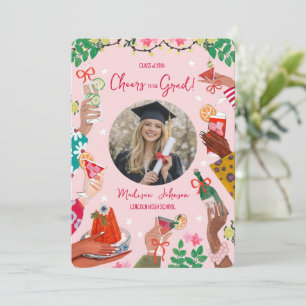 Grattis på examen Grad Doodle Foto Examen Meddelan Inbjudningar