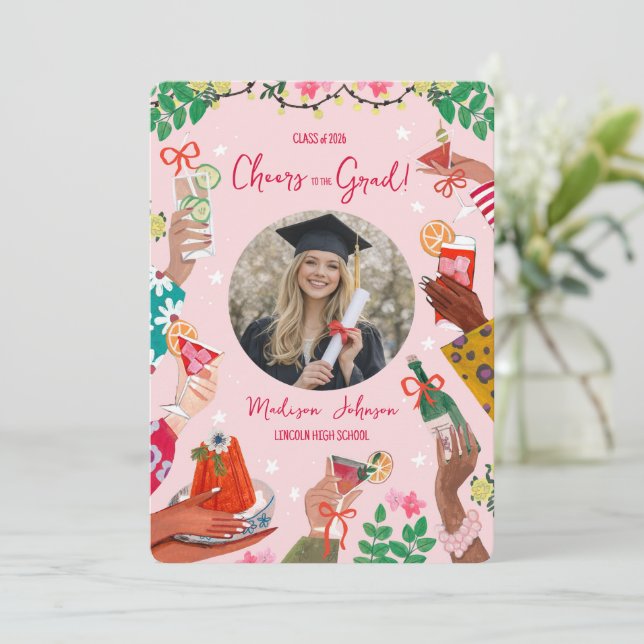 Grattis på examen Grad Doodle Foto Examen Meddelan Inbjudningar (Stående Fram)