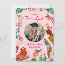 Grattis på examen Grad Doodle Foto Examen Meddelan Inbjudningar
