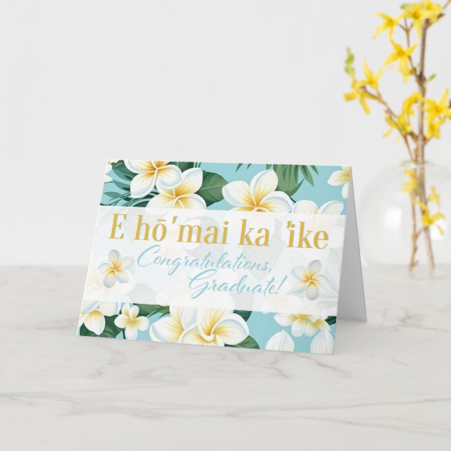 Grattis på examen, hawaiianskt tema kort (Gul blomma)