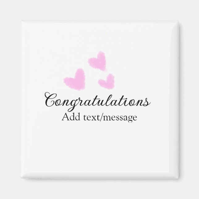 Grattis på examen med rosa hjärta akvarell a magnet (Framsidan)