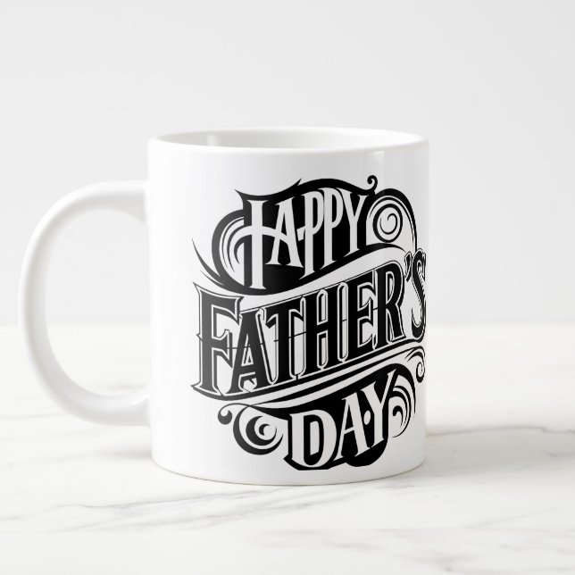 Grattis på faderns dag Slick Svart Text Design Jumbo Mugg (Vänster)