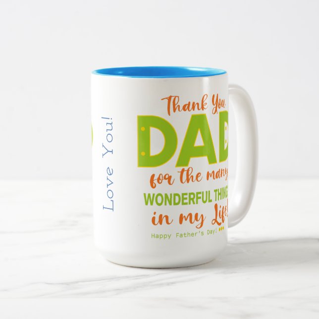 ✨Grattis på fadersdagen Tack Pappa Tvåtons-mugg Två-Tonad Mugg (Framsida höger)