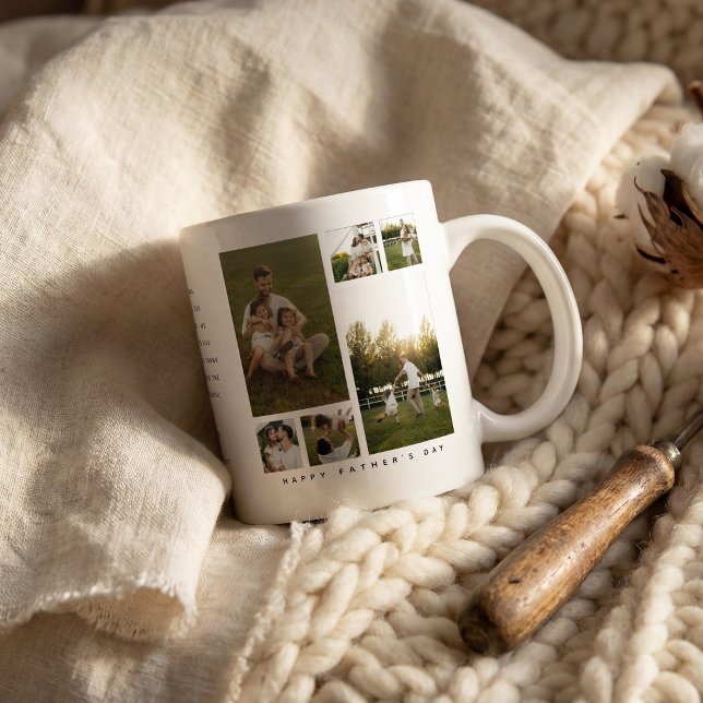 'Grattis på fars dag' 6 Foto Collage Present Kaffemugg (Skapare uppladdad)
