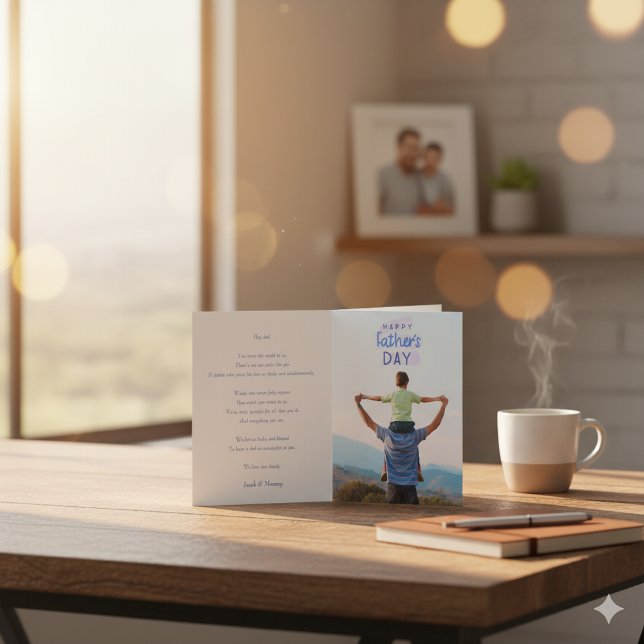 Grattis på fars dag Elegant anpassad bild, Pappa k Kort (Skapare uppladdad)