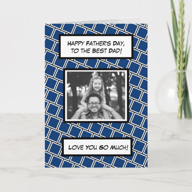 Grattis på fars dag, familjefotokort kort (Framsida)