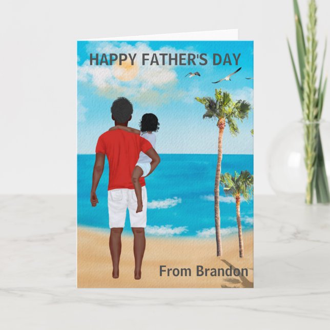 Grattis på fars dag från Litet brunett barn med br Kort (Framsida)