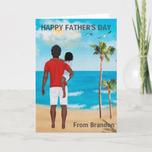 Grattis på fars dag från Litet brunett barn med br Kort