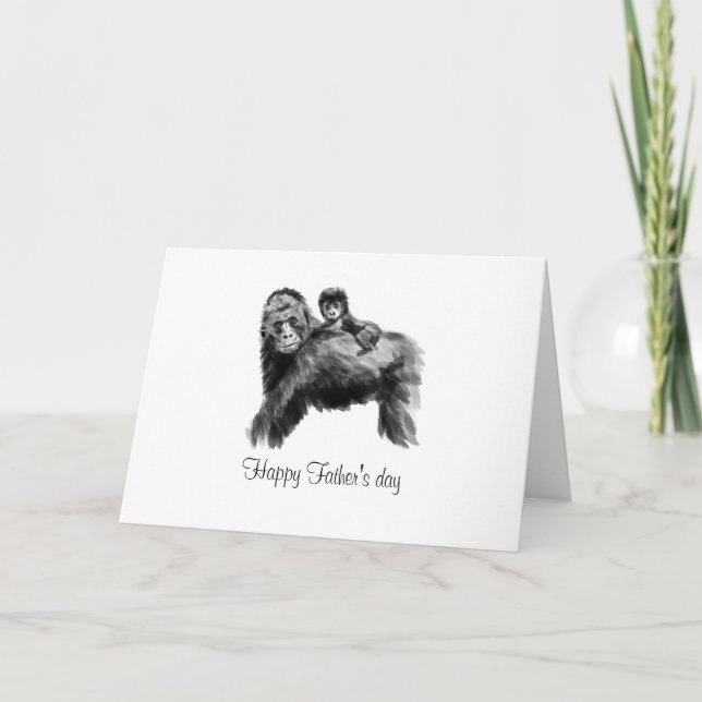 Grattis på fars dag gorilla med bebis kort (Framsida)