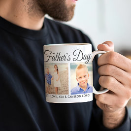 Grattis på fars dag Grå Script Foto Kaffemugg