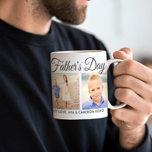 Grattis på fars dag Grå Script Foto Kaffemugg