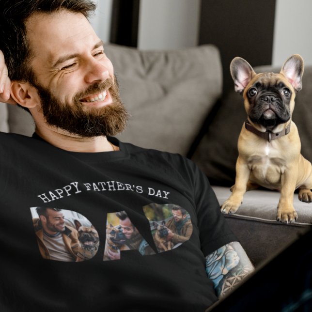 Grattis på fars dag pappa från hund fotomall t shirt (Skapare uppladdad)