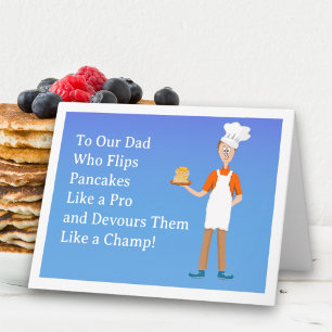 Grattis på fars dag Pappa kock med pannkakor Kort