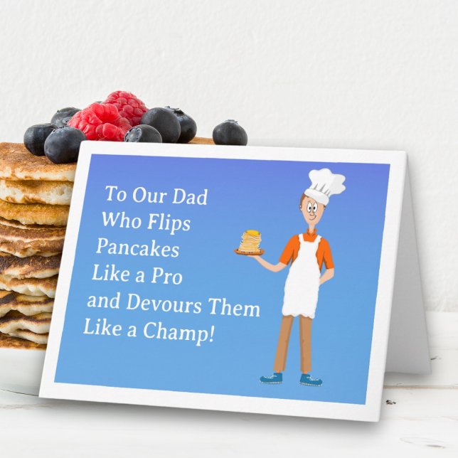 Grattis på fars dag Pappa kock med pannkakor Kort (Skapare uppladdad)