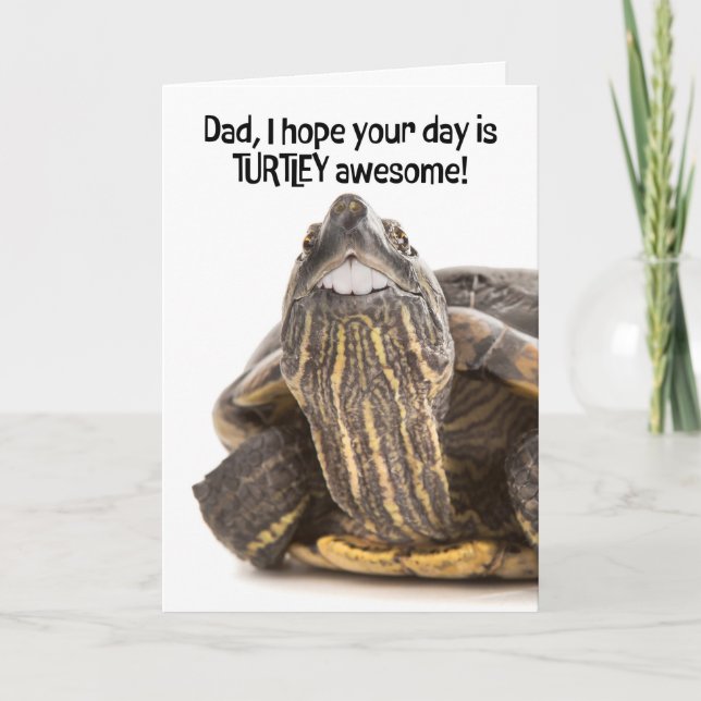 Grattis på fars dag Pappa Sköldpadda Med Stora Tän Helgkort (Framsida)