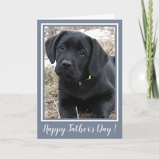 Grattis på fars dag - Söt svart labrador valp Kort (Framsida)
