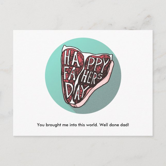 Grattis på fars dag T-Bone Steak Postkort Vykort (Framsida)