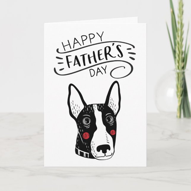 Grattis på fars dag till hundpappa | Bullterrier Kort (Framsida)