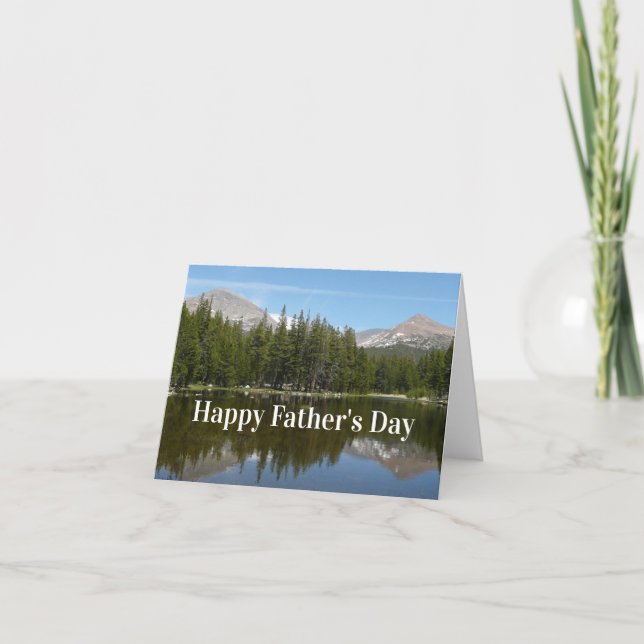 Grattis på fars dag Yosemite Lake Reflection Card Kort (Framsida)