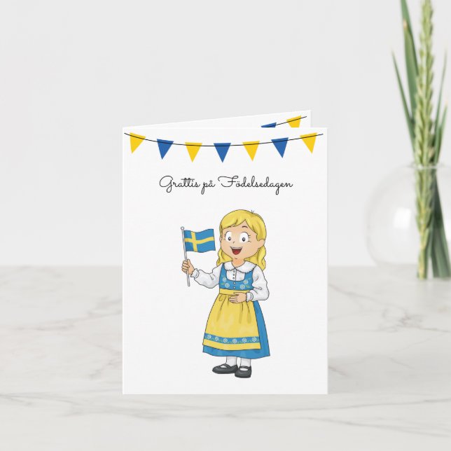 Grattis på Födelse dag Sveriges födelsedag Kort (Framsida)