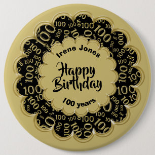 Grattis på födelsedagen, 100:e Guld/Svarta Möns Knapp