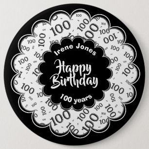 Grattis på födelsedagen, 100:e svartvitt, Mönst Knapp